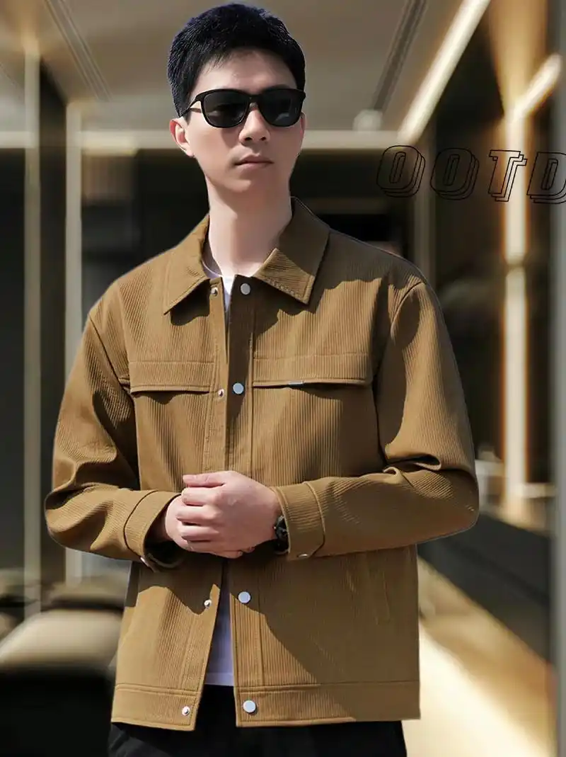 男神们～这件jeep吉普男士翻领夹克春秋款男款潮流高档男装外套真的