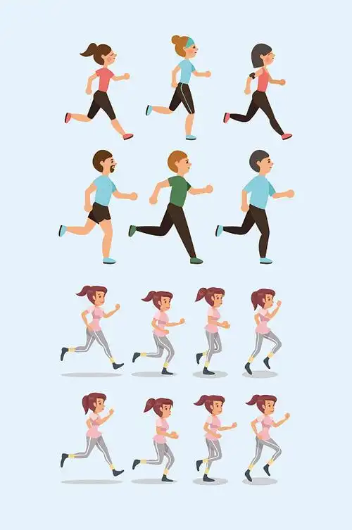卡通矢量跑步人物