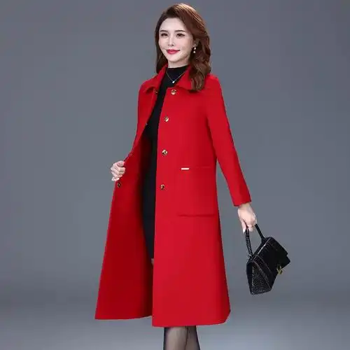 双面呢羊绒大衣秋冬新款女装贵夫人洋气高端大衣宽松长款毛呢外套