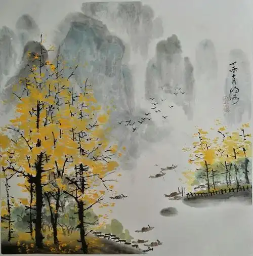 黄鸿安先生的水墨风景画