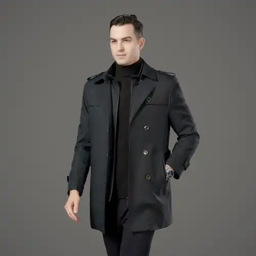 专柜正品高端中长款风衣秋冬季男士新款商务休闲中年百搭气质外套