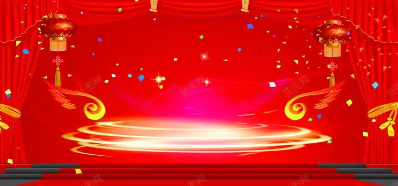 中国结舞台红色春节晚会海报背景psd高清背景_新图网 https://ixintu.