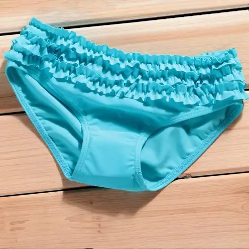 儿童泳裤 女 女童可爱木耳游泳裤 亿栢渡品牌婴儿宝宝 小女孩泳衣