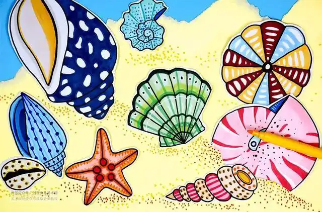 海洋儿童画教程(海洋美学课程沙滩上的)(16)