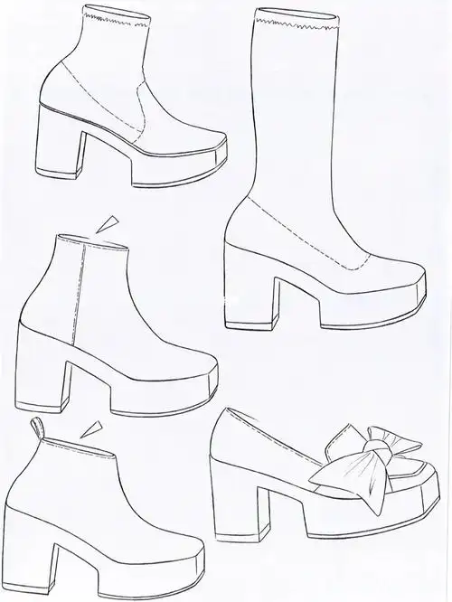设计手稿手绘图靴子原创设计秋冬款靴子