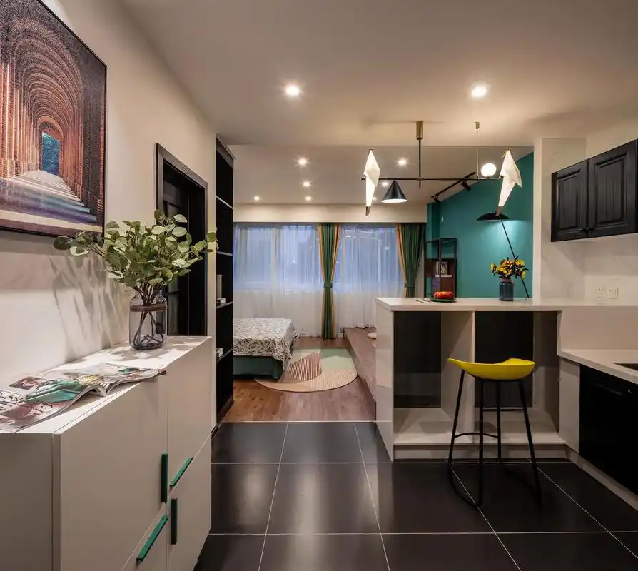 39㎡小户型公寓吧台装修效果图2/12