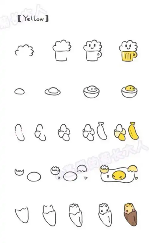 食物简笔画教程一组,via:基质的菊长大人