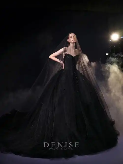 denise新品推介独一无二的黑色婚纱