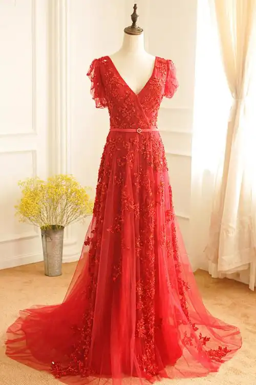 全国番茄新娘婚纱礼服馆-【番茄新娘】2016高定红色系礼服-中国婚博会