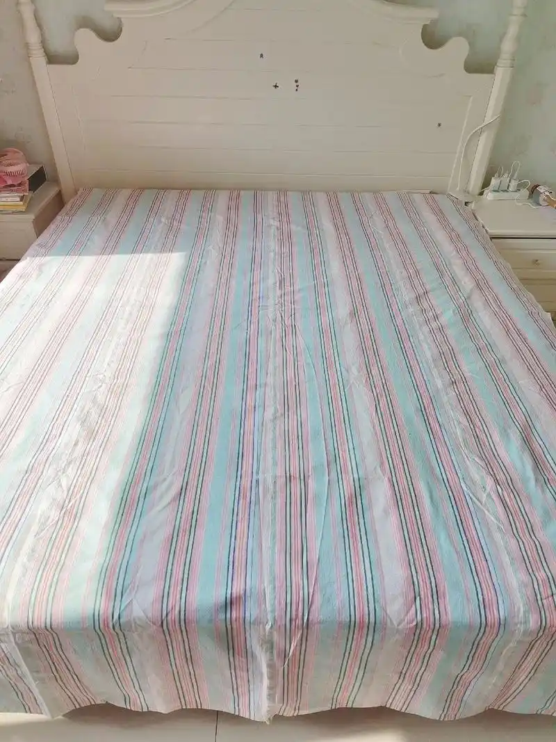 我妈年轻时候纯手工织的老粗布床单,快四十年的老古董了,小清新 - 抖