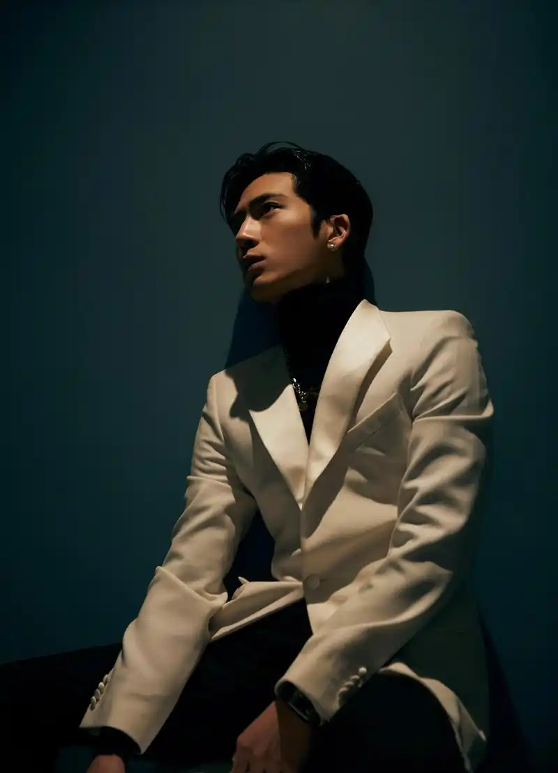 井柏然出席今晚mahb时尚先生盛典,身穿givenchy2020早春系列白色西装