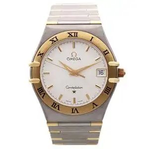 欧米茄男表星座18k黄金石英手表男士腕表[95新]正品无保留价