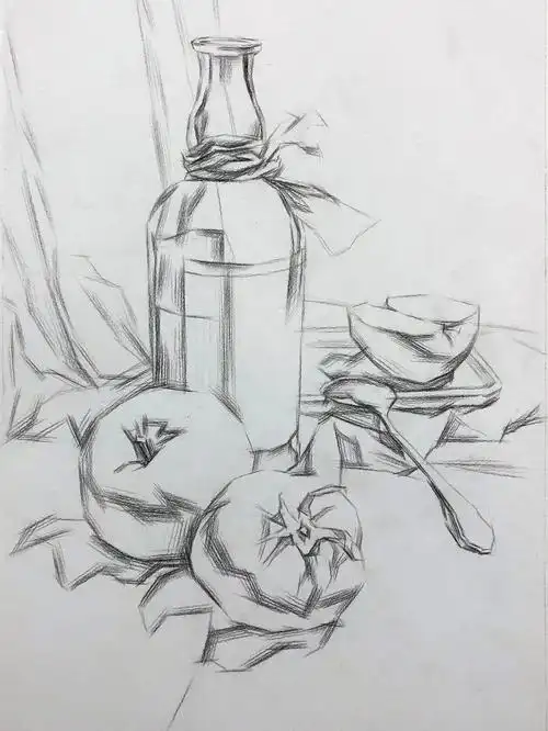素描静物玻璃瓶组合步骤