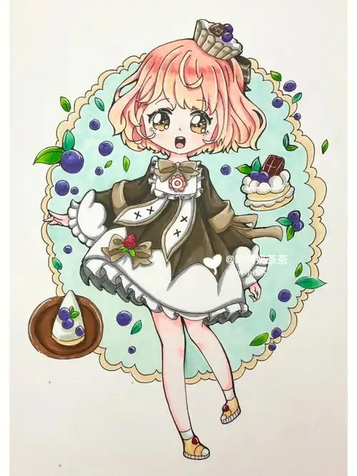 荷兰白卡纸#画画  #马克笔绘画  #q版  #马克笔  #动漫女生头像