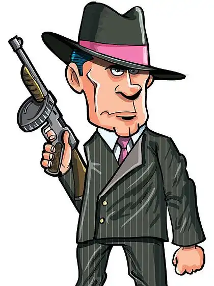 卡通 1920年匪徒用机关枪