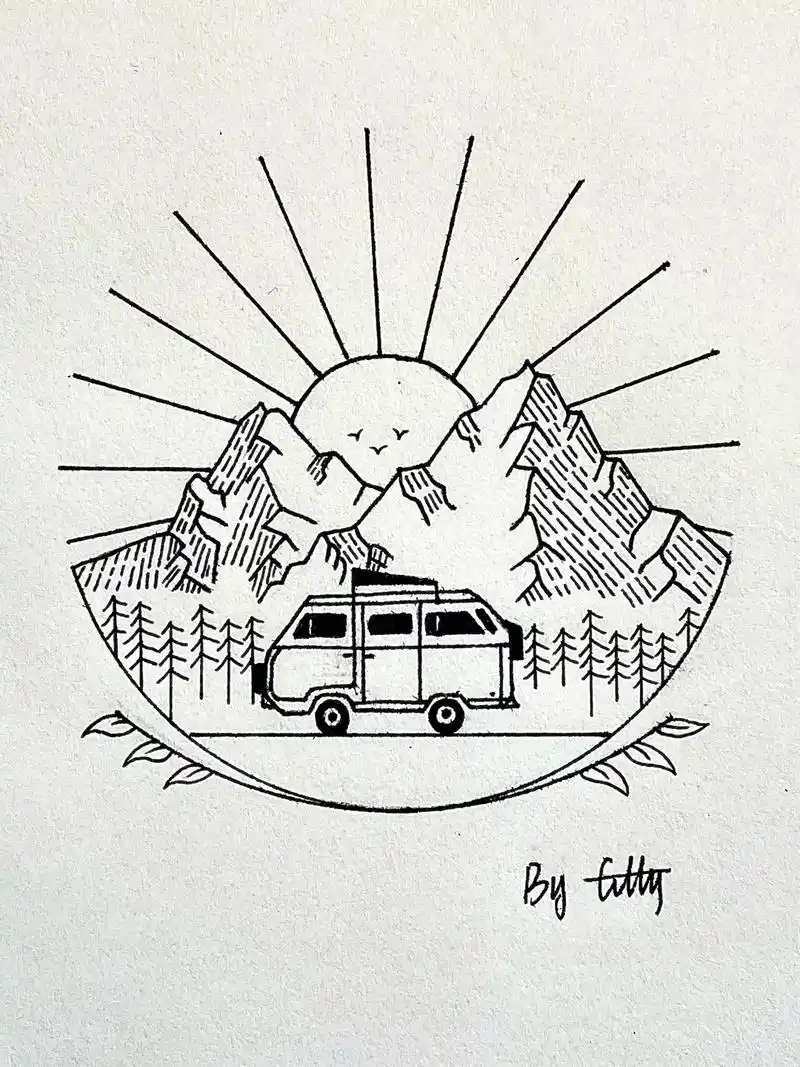 创意黑白简笔画7215(15) #画画 #简笔画 #线条画 #黑 - 抖音