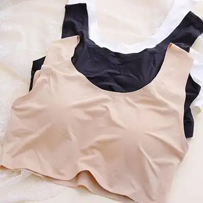 冰丝抹胸一片式无痕带胸垫裹胸打底背心肉色肤色透气内衣文胸抹胸