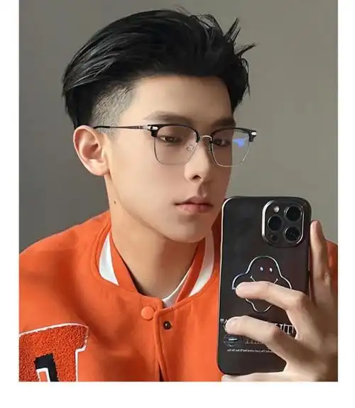 卓娱 潮男款痞帅感半框眼镜超轻大框理工眼睛可配度数 透明白 无度数