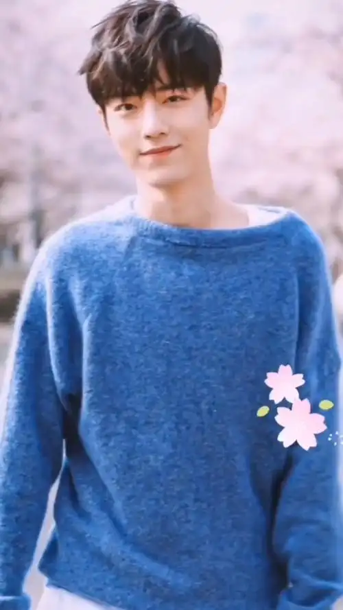 肖战#当初这个视频惊艳了多少人～日本霓虹樱花树下～蓝色毛衣～久览