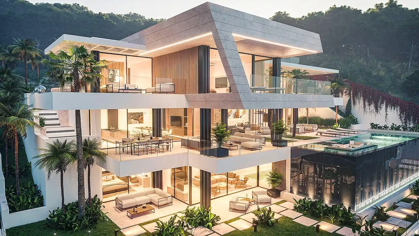 别墅设计:超豪气的山顶别墅,土豪为了这套豪宅专门修了一条路