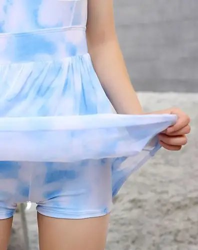 北极绒泳装专场天空心情 女云朵裙式连体平角泳衣 钢托聚拢bth10861