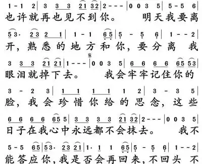 font color=#ea0000>再见简谱-张震岳演唱-孙世彦 曲谱 /font>