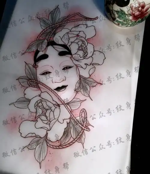 日式福娃菊花纹身图案手稿