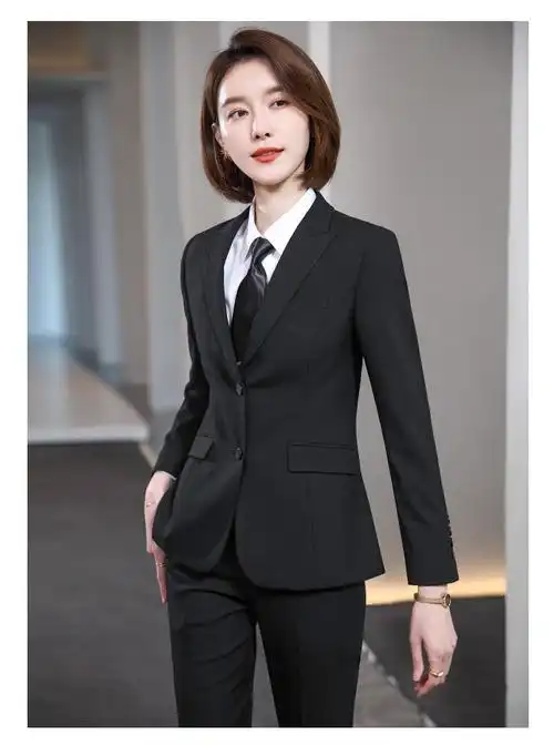 佳昭 职业定制西装男女同款套装2021新品修身教师面试正装售楼部置业