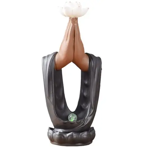 双手合十佛手摆件禅意莲花客厅电视壁柜办公桌装饰摆件