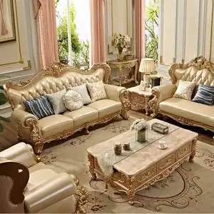欧式123组合真皮沙发 客厅大户型奢华贵族金头层牛皮实木别墅套装