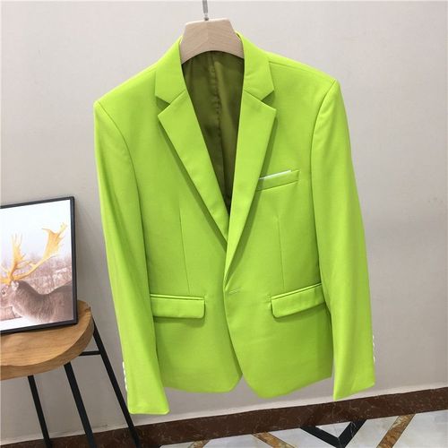 男士休闲小西服修身帅气青年草绿色单西装外套韩版结婚套装礼服潮
