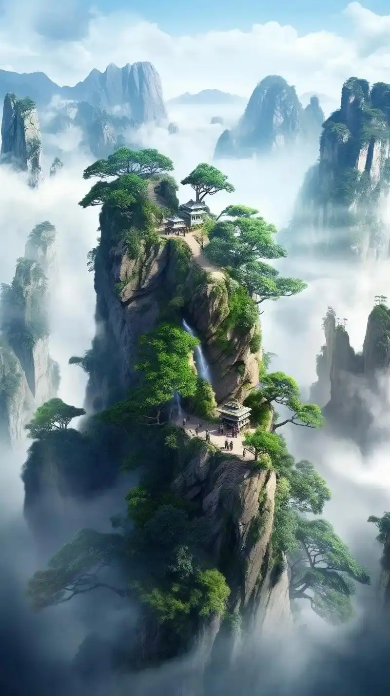 人间仙境.山峰间云雾缭绕,宛如大自然为山峰穿上的轻纱,给人一 - 抖音