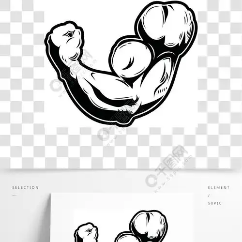 肌肉人的手的例证标志标签标志标志徽章的设计元素矢量图像