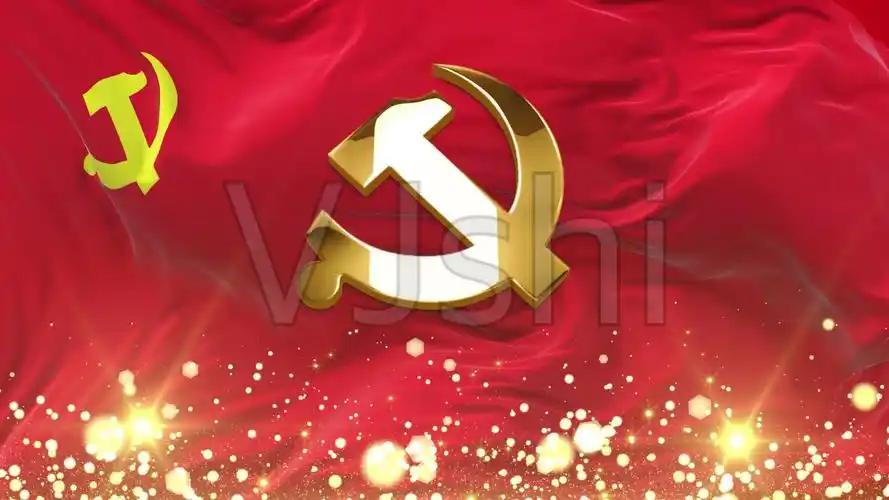 党徽旋转党旗飘扬循环素材_1920x1080_高清视频素材下载(编号:4455827