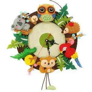 森林party挂钟大钟表 不织布趣买手工diy制作布艺材料包免裁剪