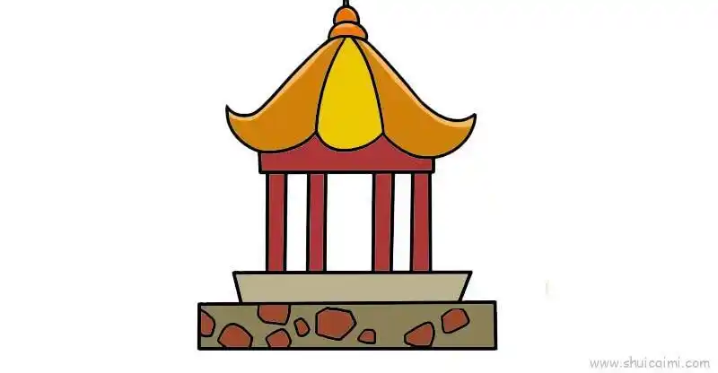 凉亭儿童画怎么画 凉亭简笔画图片大全