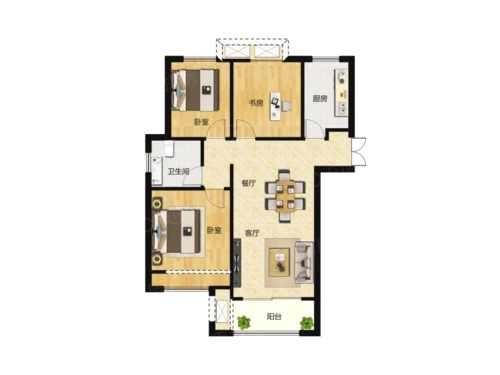 东润玺城3室2厅1卫户型图