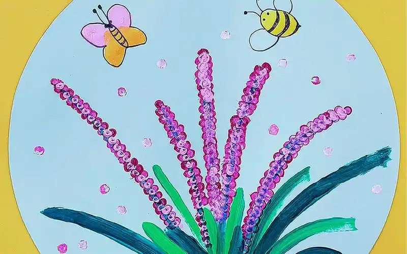 棉签画画:棉棒点点画薰衣草