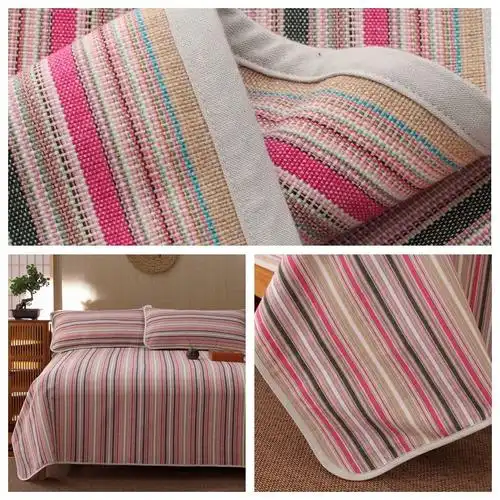 特厚品牌余单纯棉老粗布凉席三件套双人床单棉麻空调席四季毯悠云鸟特