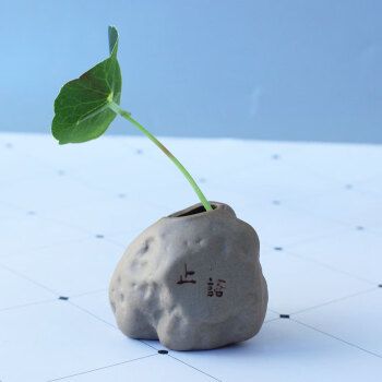 赛可优创意粗陶仿真办公桌面仿石头拇指小花器家居陶瓷花盆款式一止语