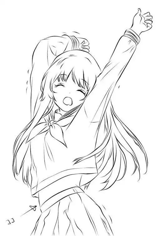 二次元校园女生手绘线稿