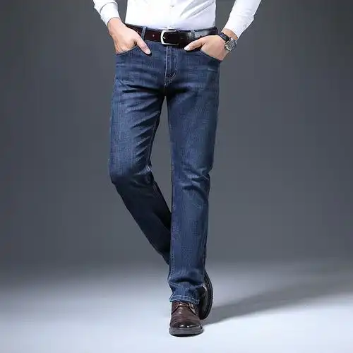 高档品牌男裤2024春秋冬新款中年男式牛仔裤潮流厚款休闲牛仔裤