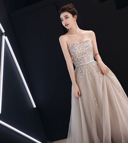 热销主持人抹胸晚礼服