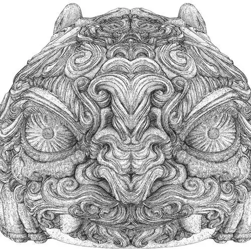 前吃后吞野貔貅线描