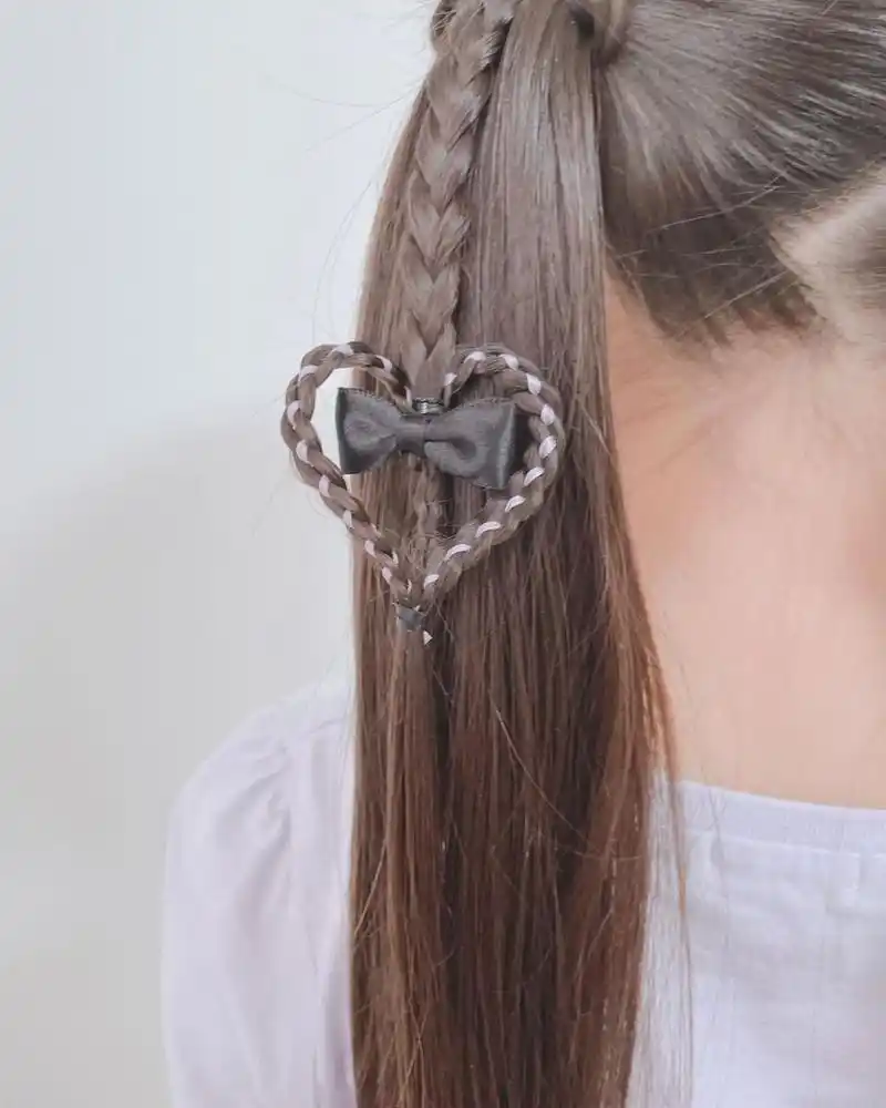 儿童小桃心甜美双辫,编发简单易学,美极了