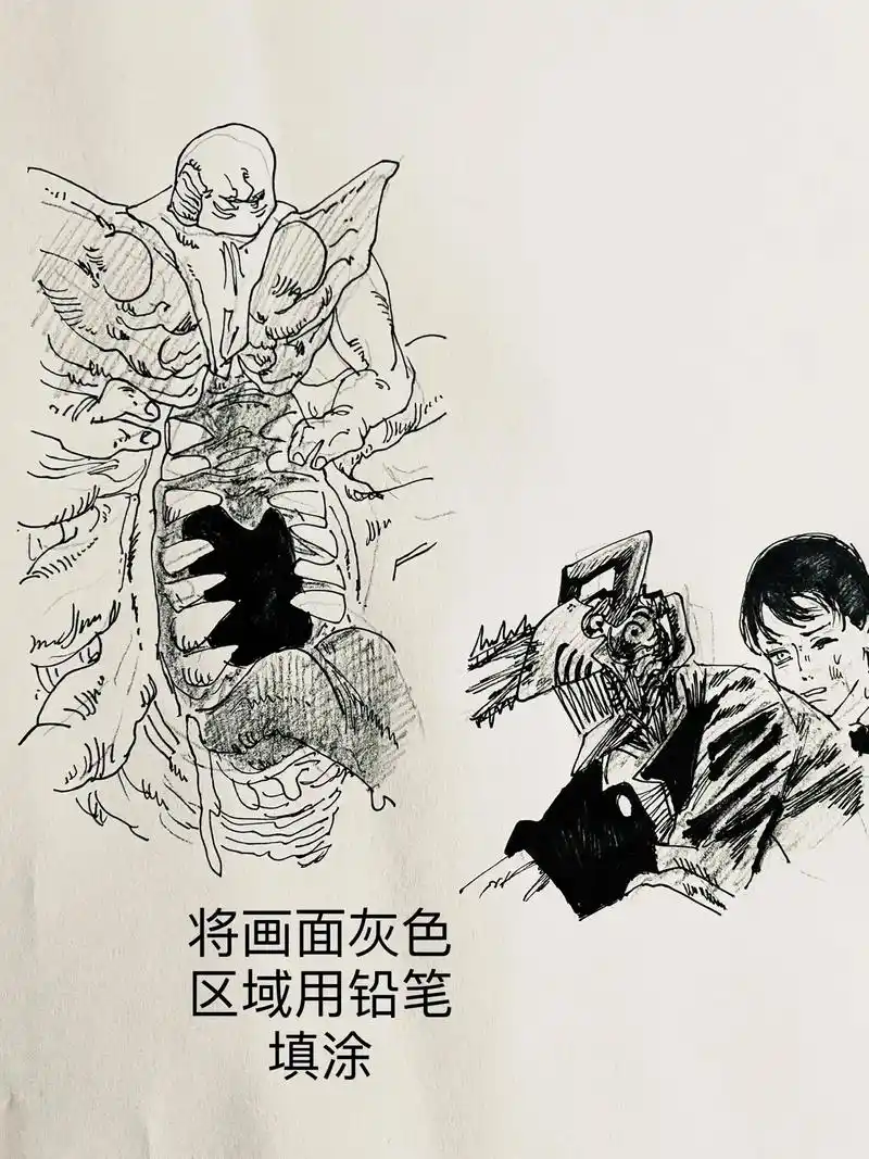 电锯人2中的恶魔绘画教程!#画画#动漫手绘#电锯人#电次#三 - 抖音