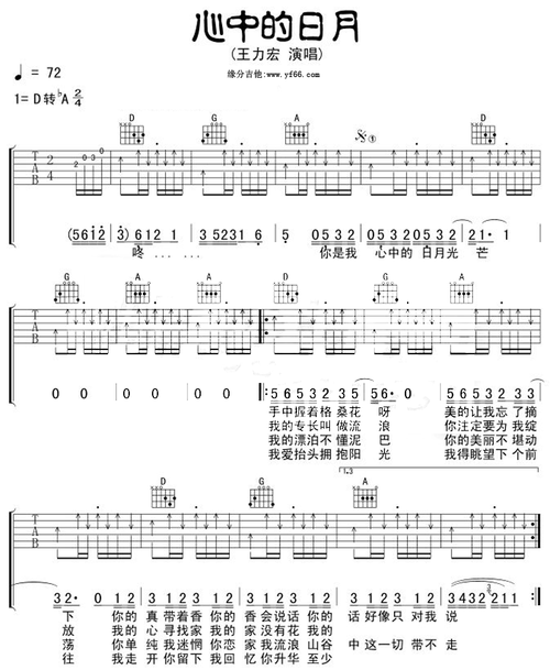 心中的日月 吉他谱