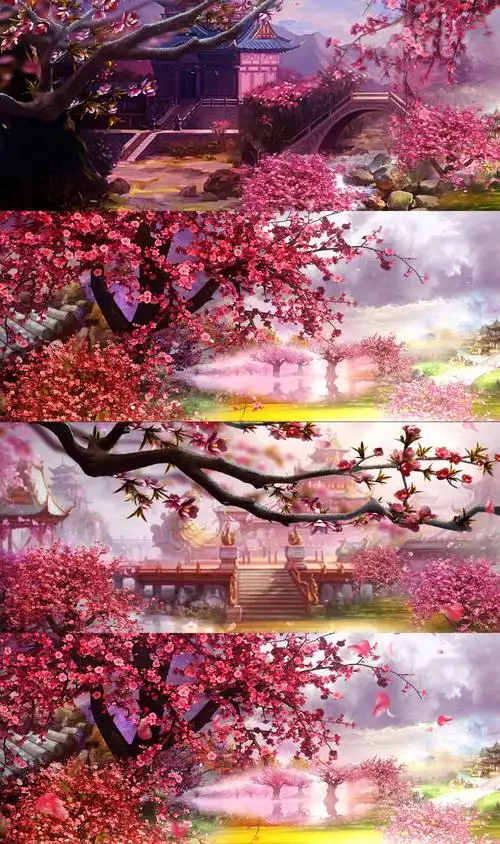 桃花花瓣飘落背景