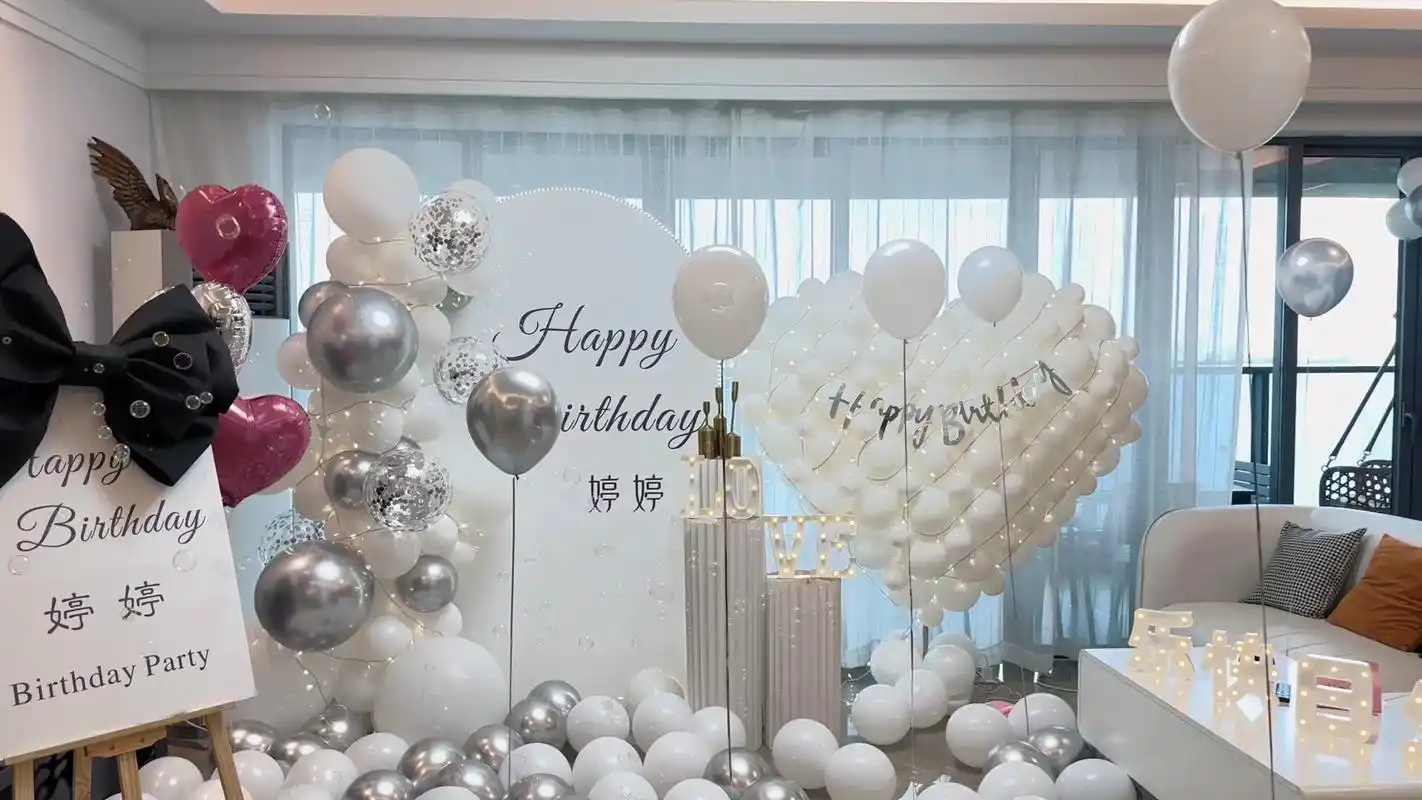 潮州包厢生日宴气球布置.#潮州晚柠气球派对 #生日布置 #气 - 抖音