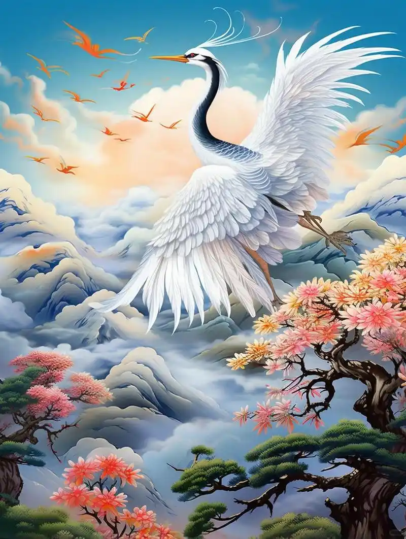 鹤寿延年-祝父母身体健康  "鹤寿延年"是中国传统文化中的一种象征